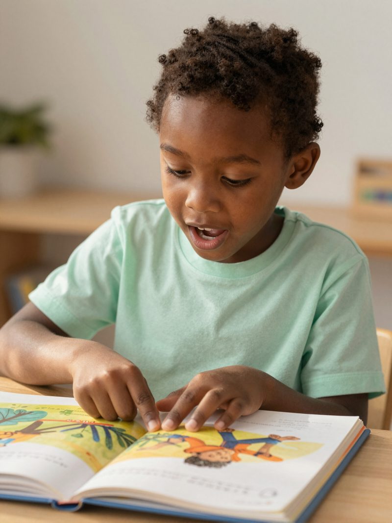A child reading a picture book